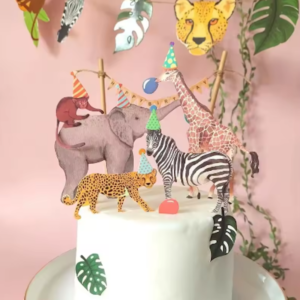 Décoration de gâteau d’anniversaire thème Animaux de la savane