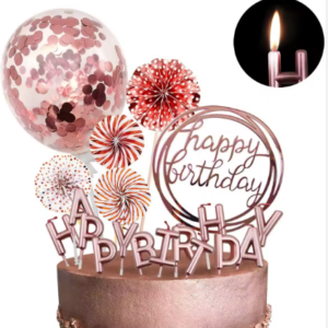 Bougie « Happy Birthday » et décorations assorties